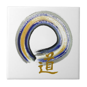 Azulejo De Cerâmica Maneira azul, zen Enso
