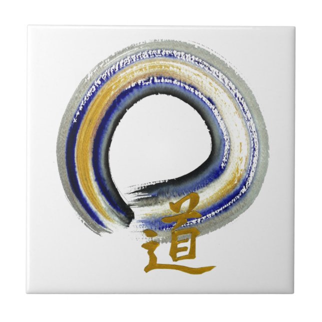 Azulejo De Cerâmica Maneira azul, zen Enso (Frente)