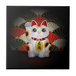 Azulejo De Cerâmica Maneki cerâmico branco Neko