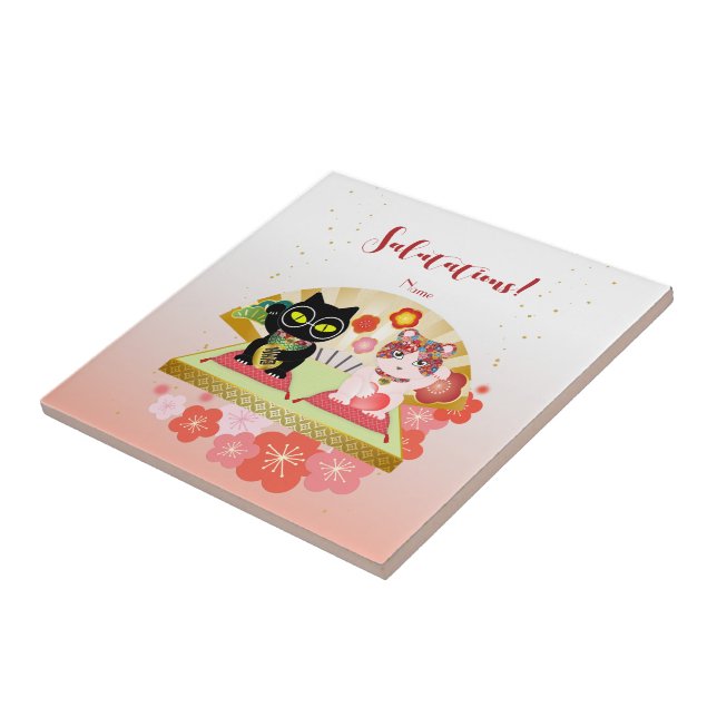 Azulejo De Cerâmica Maneki Neko Lucky Poiluna (Lateral)