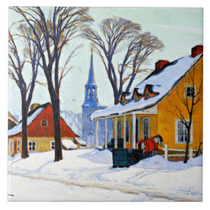 Azulejo De Cerâmica Manhã de inverno, belas artes por Clarence Gagnon