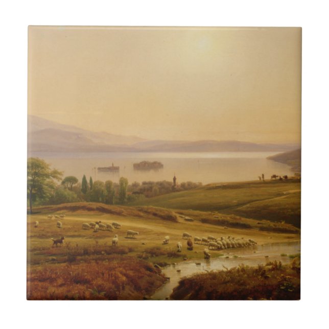 Azulejo De Cerâmica Manhã em Lago Maggiore (Frente)