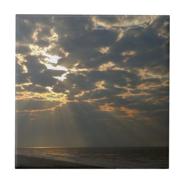 Azulejo De Cerâmica Manhã Sun e oceano (Frente)