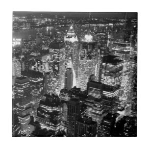 Azulejo De Cerâmica Manhattan Nova Iorque Night Black & White