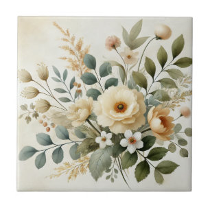 Azulejo De Cerâmica Manteiga Amarelo Aquarela Primavera Floral e Verão