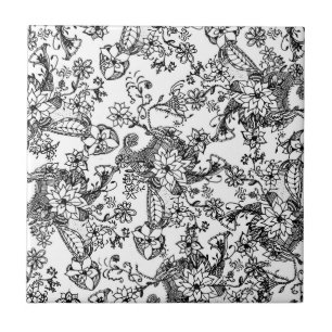 Azulejo De Cerâmica Mão na moda moderna teste padrão floral tirado