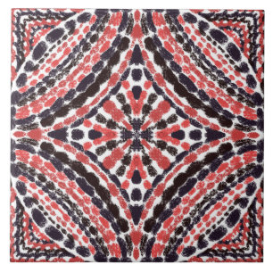 Azulejo De Cerâmica Mão Negra Vermelha-Mediterrânica Pintada