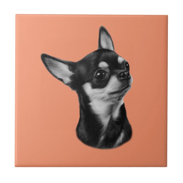 Azulejo De Cerâmica Mão pintada chihuahua por retrato de estimação (Frente)