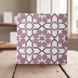 Azulejo De Cerâmica Mão pintada geométrica burgundy, etnia marroquina