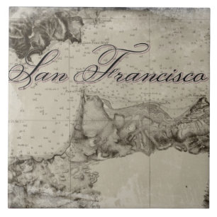 Azulejo De Cerâmica Mapa 1859 de San Francisco Bay