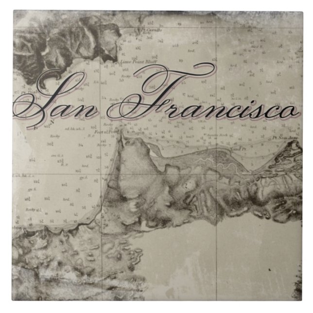 Azulejo De Cerâmica Mapa 1859 de San Francisco Bay (Frente)