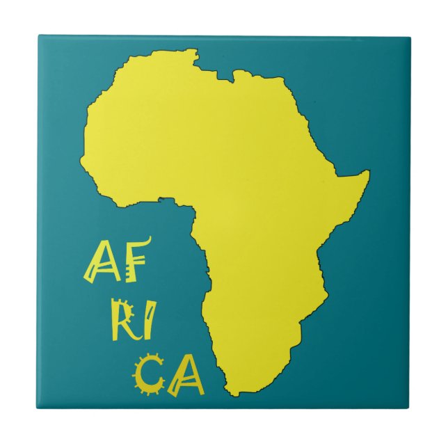 Azulejo De Cerâmica Mapa Africano Amarelo Funky (Frente)