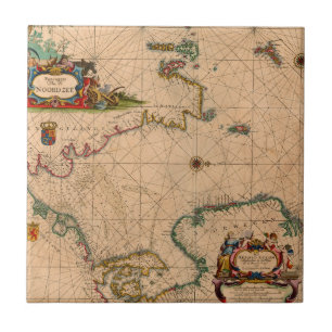 Azulejo De Cerâmica Mapa antigo antigo inspirado (1)