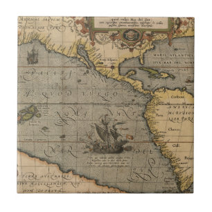 Azulejo De Cerâmica Mapa antigo antigo inspirado (14) Bagagem