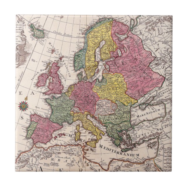 Azulejo De Cerâmica Mapa antigo antigo inspirado (9) (Frente)