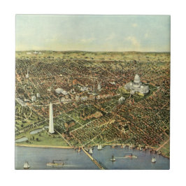 Azulejo De Cerâmica Mapa Antigo com Vista Panorâmica de Washington DC
