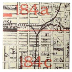 Azulejo De Cerâmica Mapa Antigo da Cidade de Filadélfia PA Padrão