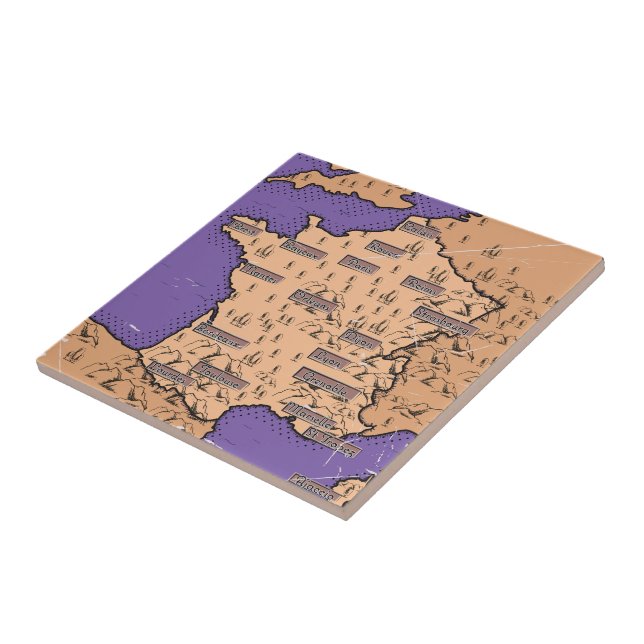 Azulejo De Cerâmica Mapa Antigo da França (Lateral)