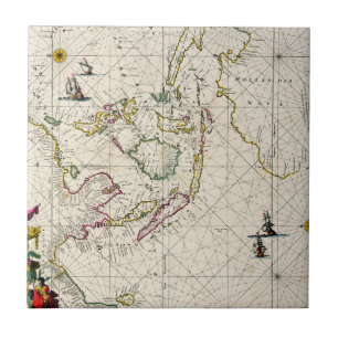 Azulejo De Cerâmica Mapa antigo das Índias do leste