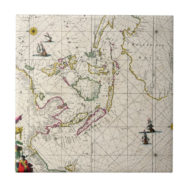 Azulejo De Cerâmica Mapa antigo das Índias do leste (Frente)