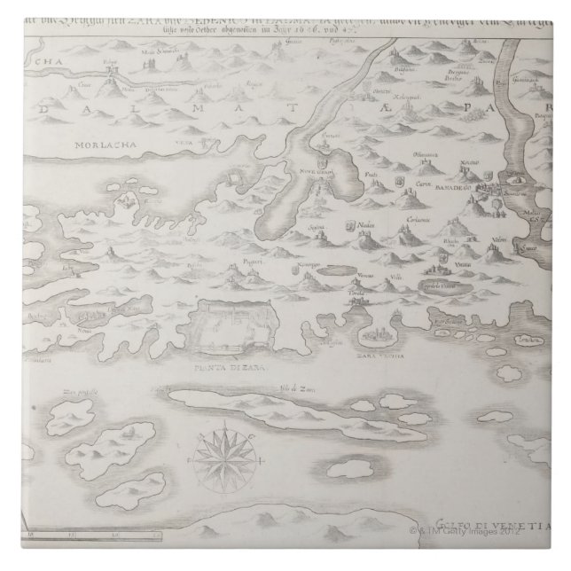 Azulejo De Cerâmica Mapa antigo de Croatia (Frente)