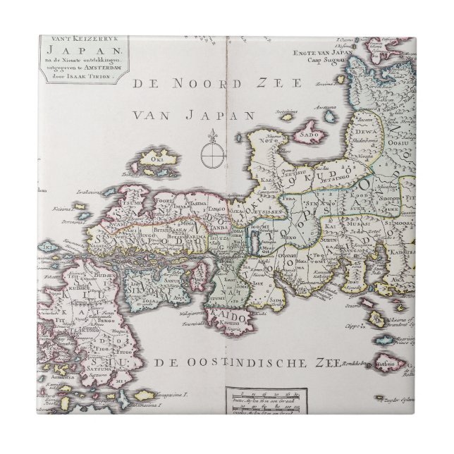 Azulejo De Cerâmica Mapa antigo de Japão | 1769 (Frente)