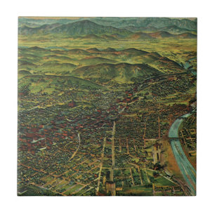 Azulejo De Cerâmica Mapa Antigo de Los Angeles, Califórnia e Rio