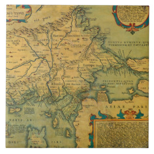 Azulejo De Cerâmica Mapa Antigo de Trácia Grécia Turquia Europa