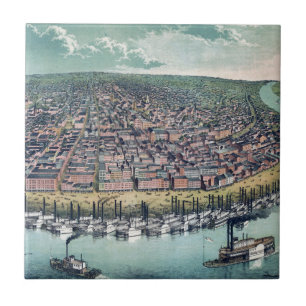 Azulejo De Cerâmica Mapa Antigo Saint Louis Missouri Rio Mississippi