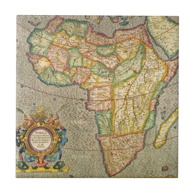 Azulejo De Cerâmica Mapa Antiquado Gerardus Mercator da África (Frente)