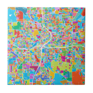Azulejo De Cerâmica Mapa colorido de Atlanta