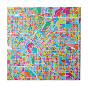 Azulejo De Cerâmica Mapa colorido de Denver