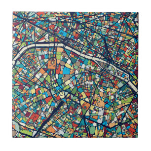 Azulejo De Cerâmica Mapa colorido de Paris France