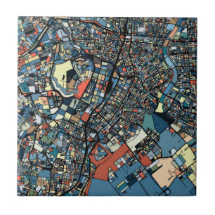 Azulejo De Cerâmica Mapa colorido de Tokyo
