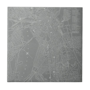 Azulejo De Cerâmica Mapa da cidade de Boston