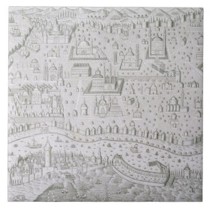 Azulejo De Cerâmica Mapa da cidade de Constantinople, Turquia, c.1650