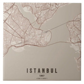 Azulejo De Cerâmica Mapa da Cidade de Istambul Turquia Design Minimali