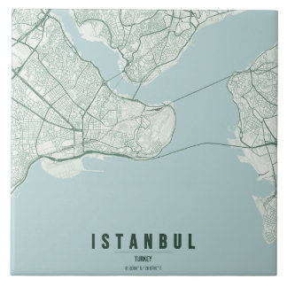 Azulejo De Cerâmica Mapa da Cidade de Istambul Turquia Design Minimali
