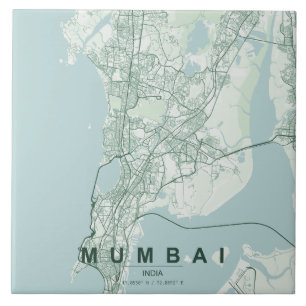 Azulejo De Cerâmica Mapa da Cidade de Mumbai na Índia com Design Minim