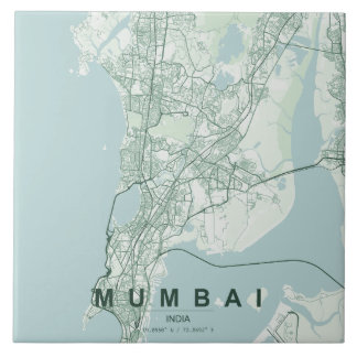 Azulejo De Cerâmica Mapa da Cidade de Mumbai na Índia com Design Minim