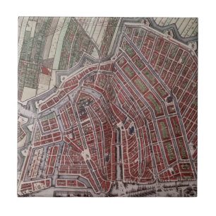 Azulejo De Cerâmica Mapa da cidade de réplica de Amsterdã 1652