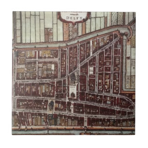 Azulejo De Cerâmica Mapa da cidade de réplica do Delft 1649