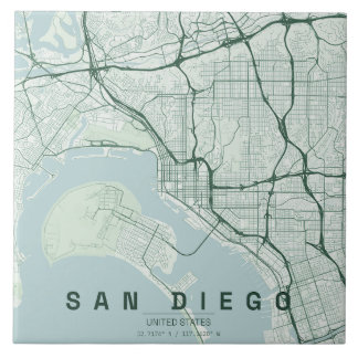 Azulejo De Cerâmica Mapa da Cidade de San Diego EUA Design Minimalista