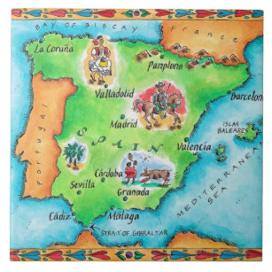 Azulejo De Cerâmica Mapa da espanha