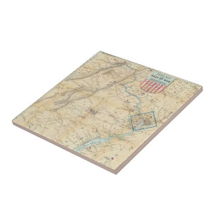 Azulejo De Cerâmica Mapa da Guerra Civil da Virgínia Norte Vintage (1