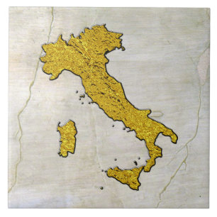Azulejo De Cerâmica Mapa da Itália Dourado no padrão Fresco