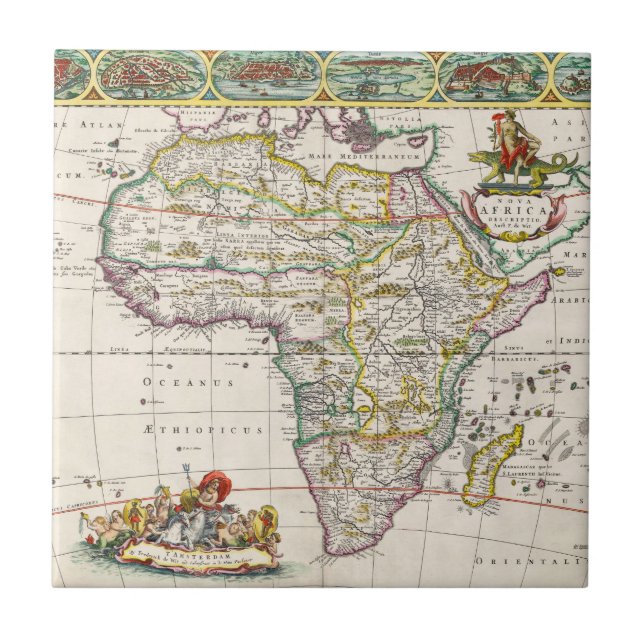 Azulejo De Cerâmica Mapa da nova África de África | (Frente)