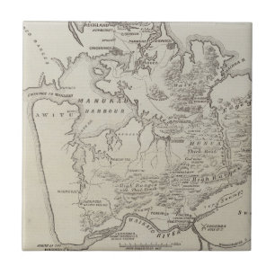 Azulejo De Cerâmica Mapa da terra entre Auckland & rio de Waikato
