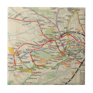 Azulejo De Cerâmica Mapa das estradas de ferro subterrâneas de Londre