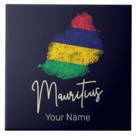 Azulejo De Cerâmica Mapa das Ilhas Maurícias - Bandeira Vintage - Ocea